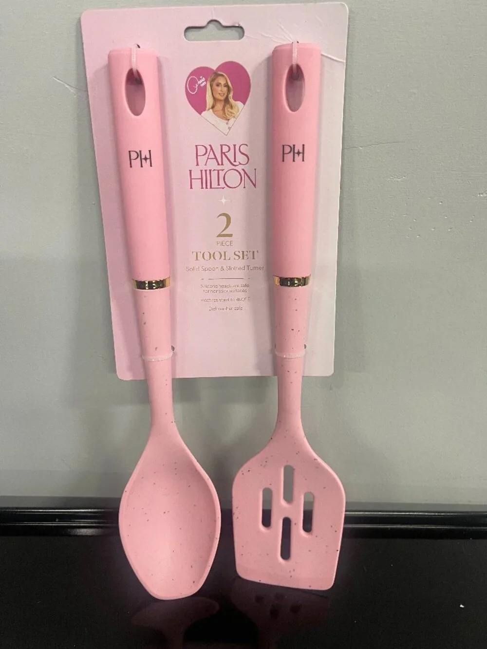 Paris Hilton Pink Silicone Spoon & Turner Set 2pc New
